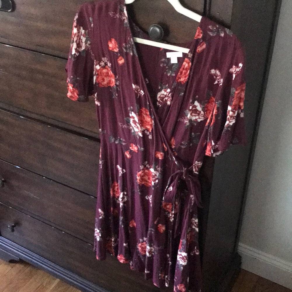 Maroon floral dress